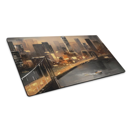 Urban Skyline Cityscape Mouse Pad - City Skyline Brown Orange Desk Gaming Modern Art Moody Sunset Urban Chic Gamer Gift