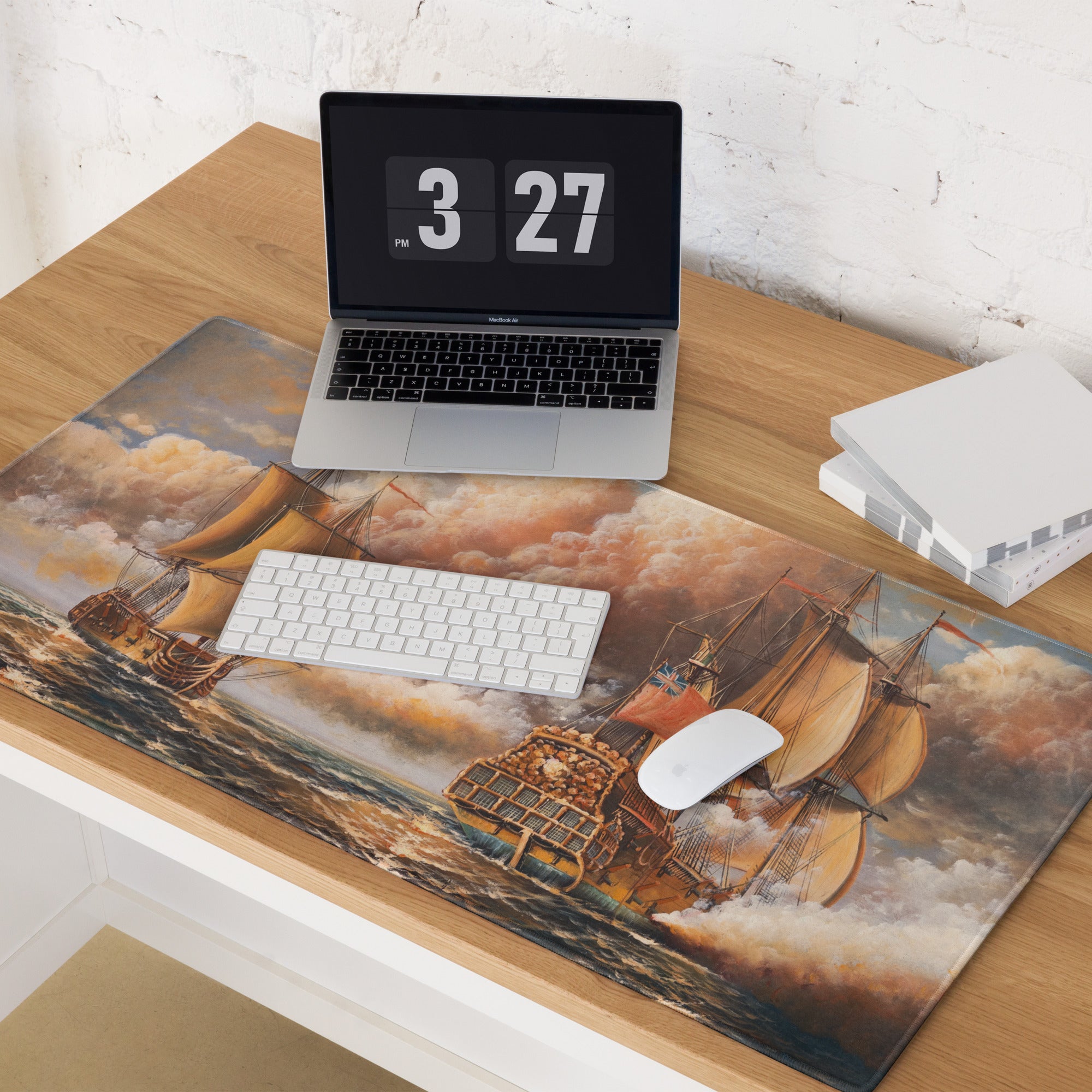 Vintage Maritime Sailing Ship Mouse Pad - Sailing Ships Nautical Desk Pad Vintage Maritime Oil Painting