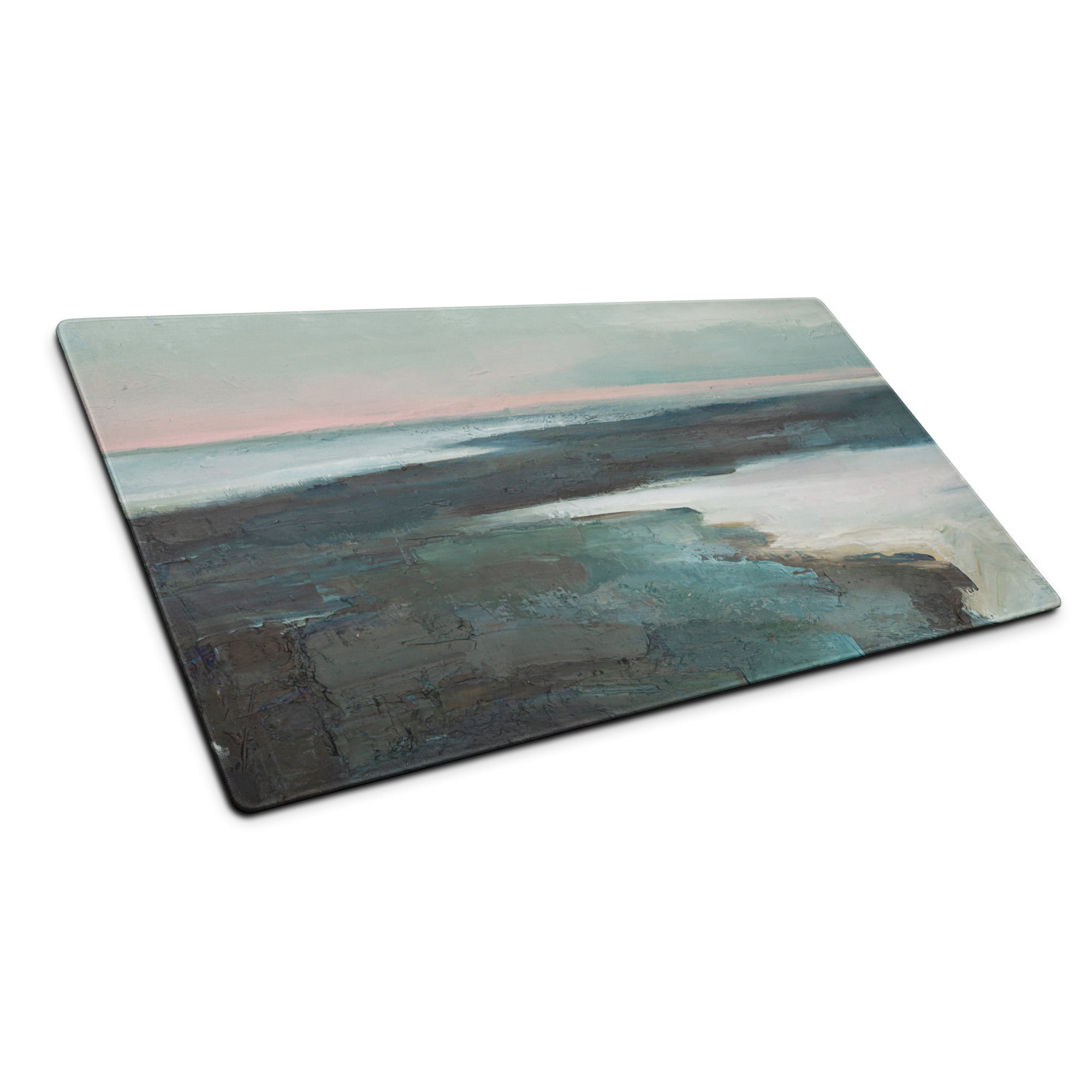 Pastel Seascape Horizon Mouse Pad - Seascape Blue Pink Desk Pad Calm Coastal Minimalist Non Slip Gaming Pad