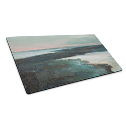 Pastel Seascape Horizon Mouse Pad - Seascape Blue Pink Desk Pad Calm Coastal Minimalist Non Slip Gaming Pad