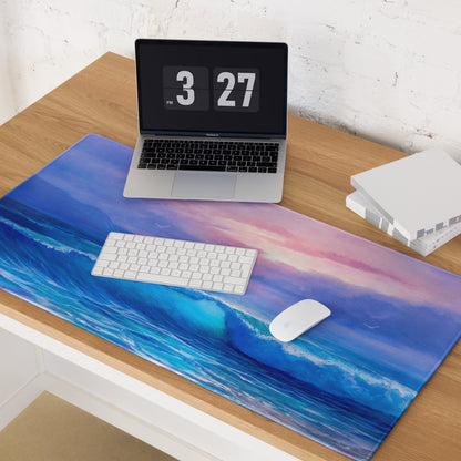 Coastal Sunset Ocean Mouse Pad - Mouse Pad Blue Purple Sunset Gaming Desk Modern Calm Minimalist Ocean Artwork