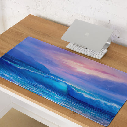 Coastal Sunset Ocean Mouse Pad - Mouse Pad Blue Purple Sunset Gaming Desk Modern Calm Minimalist Ocean Artwork