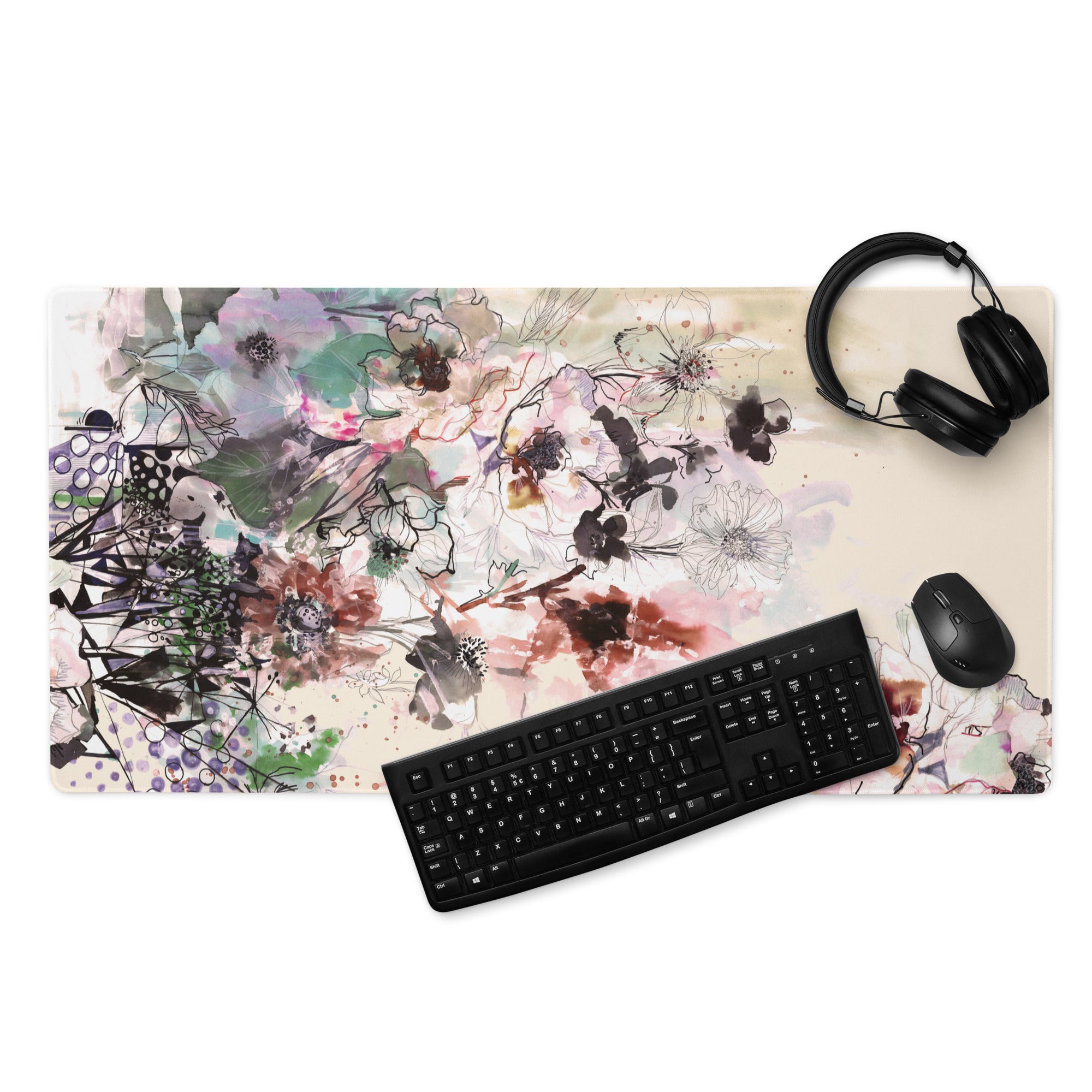 Floral Watercolor Desk Pad Pastel Tones - Floral Desk Pad Pastel Tones For Home Office Modern Calming Mood Watercolor