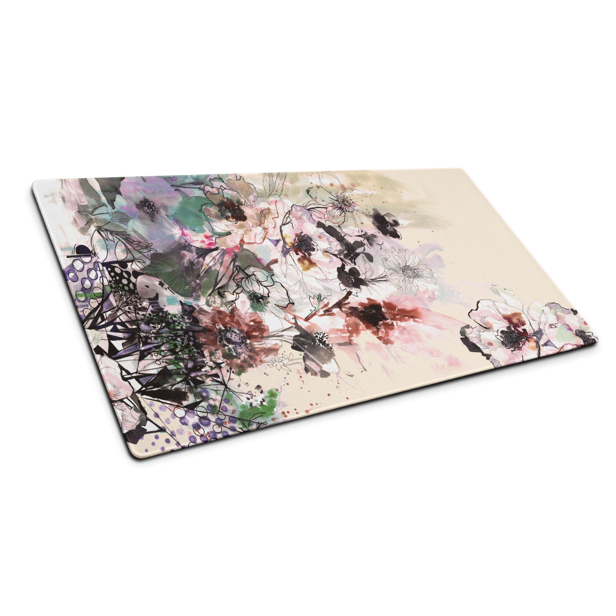 Floral Watercolor Desk Pad Pastel Tones - Floral Desk Pad Pastel Tones For Home Office Modern Calming Mood Watercolor