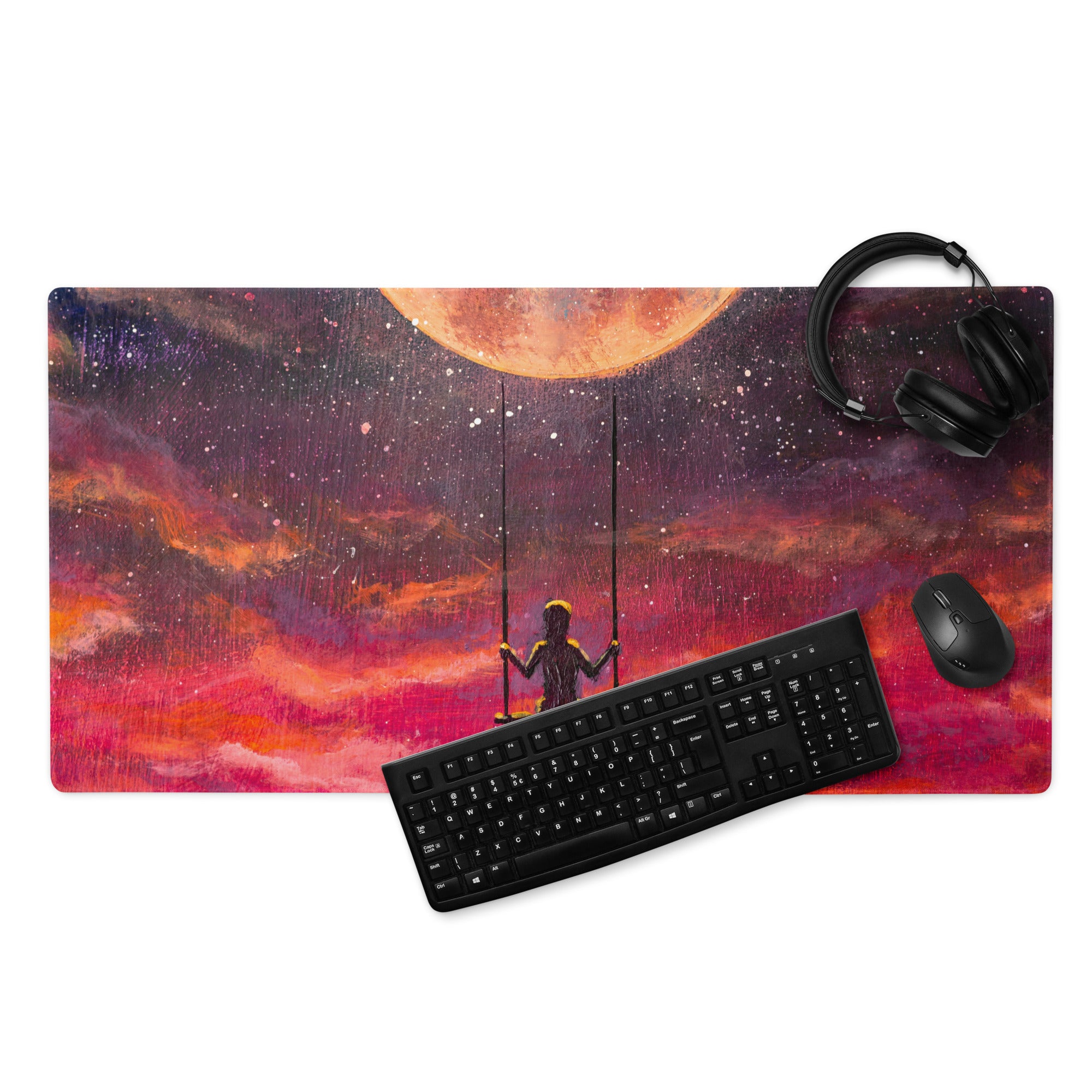 Cosmic Sunset Galaxy Pad - Space Galaxy Mouse Pad Purple Pink Orange Gaming Desk Dreamy Celestial Mood Modern Decor Print