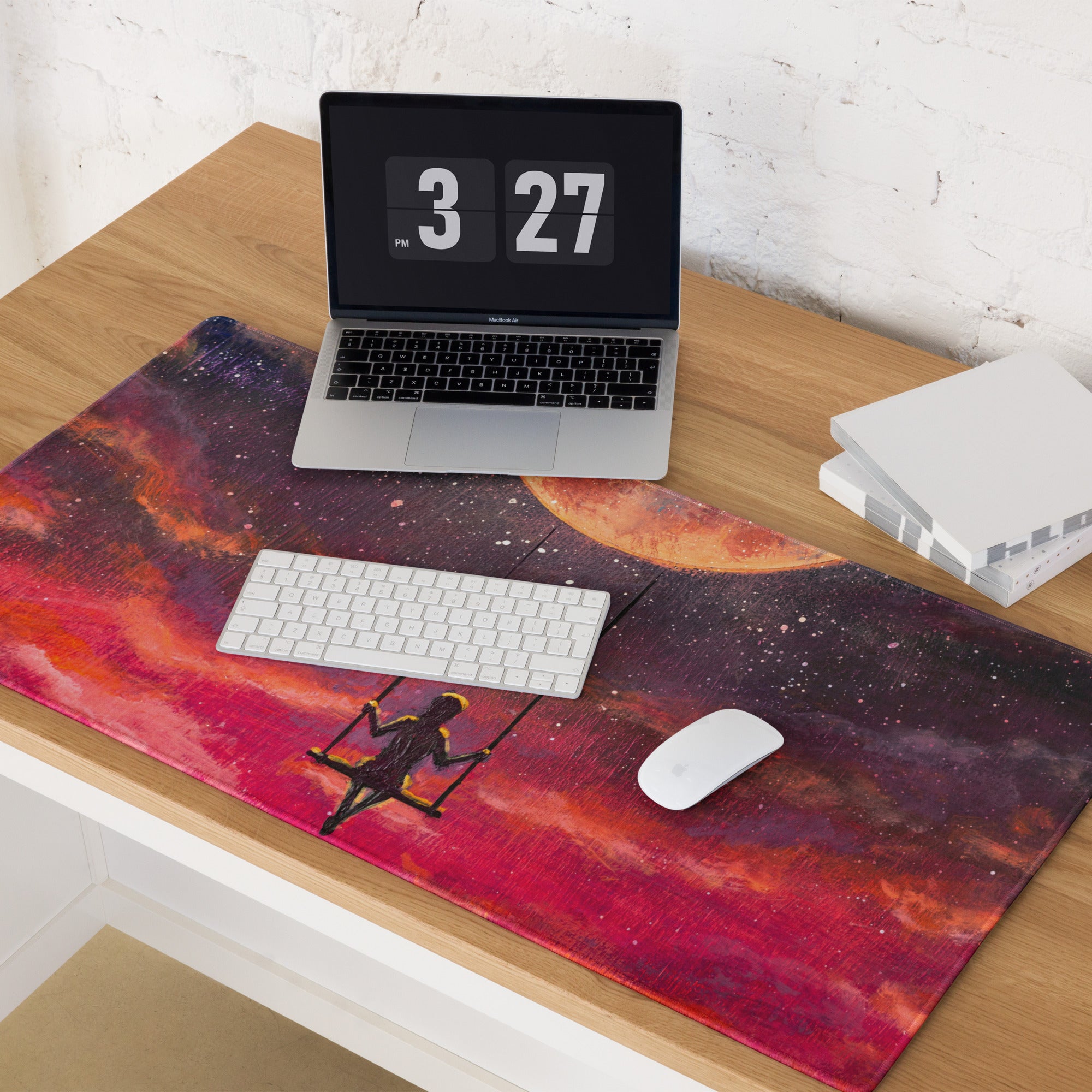 Cosmic Sunset Galaxy Pad - Space Galaxy Mouse Pad Purple Pink Orange Gaming Desk Dreamy Celestial Mood Modern Decor Print