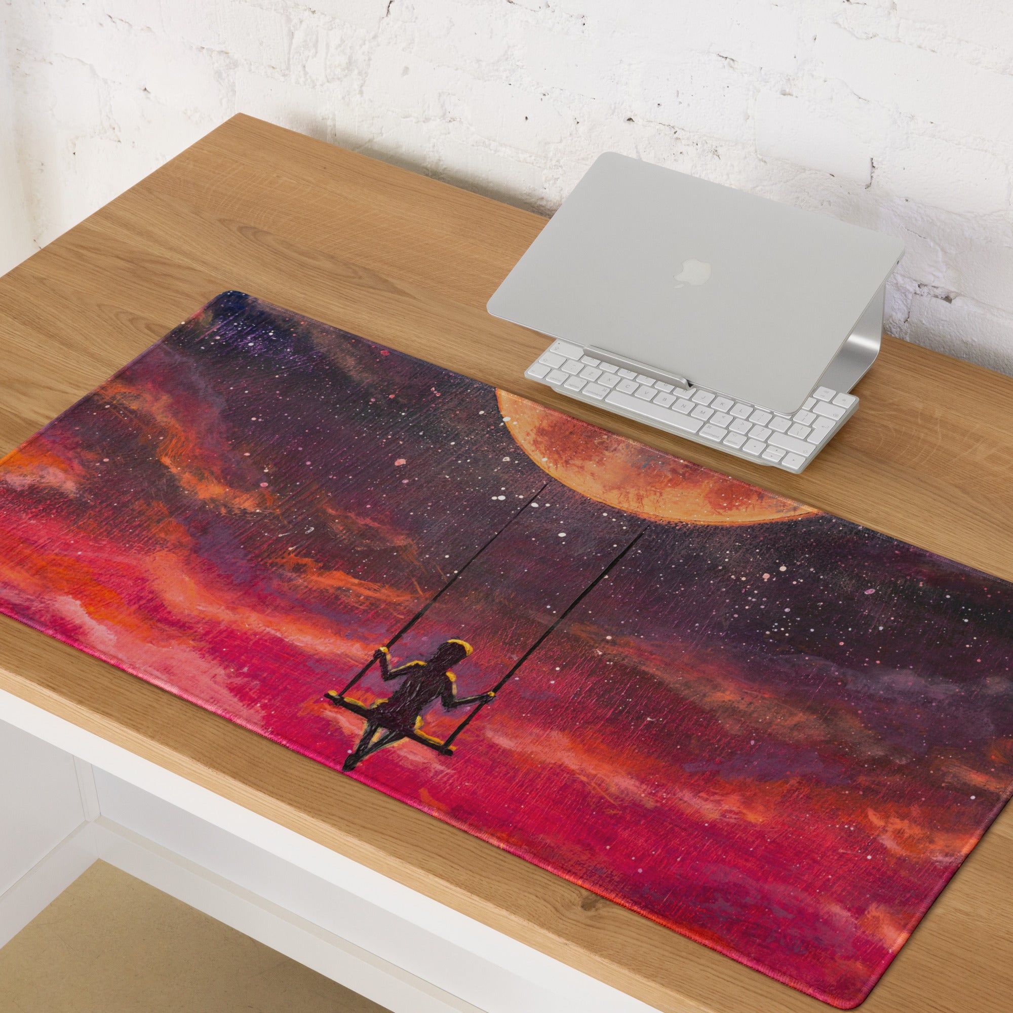 Cosmic Sunset Galaxy Pad - Space Galaxy Mouse Pad Purple Pink Orange Gaming Desk Dreamy Celestial Mood Modern Decor Print