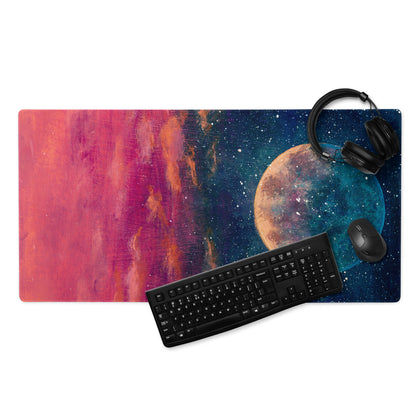 Cosmic Colorway Gaming Mouse Pad - Gaming Mouse Pad Red Blue Desk Cosmos Vibrant Space Themed Desk Mat Digital