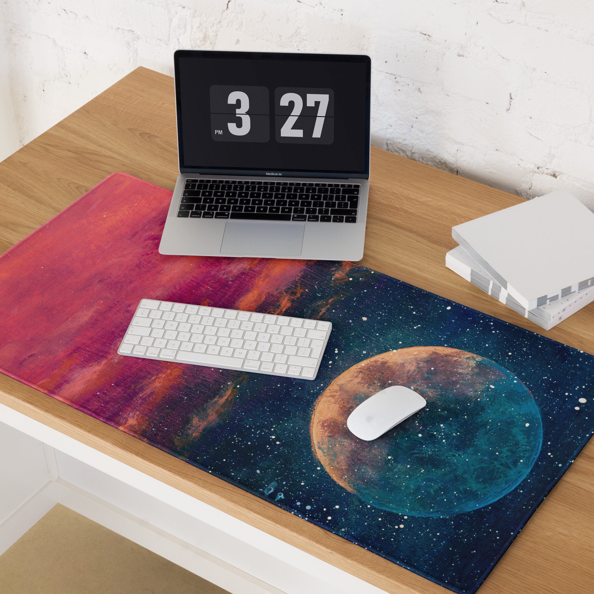 Cosmic Colorway Gaming Mouse Pad - Gaming Mouse Pad Red Blue Desk Cosmos Vibrant Space Themed Desk Mat Digital