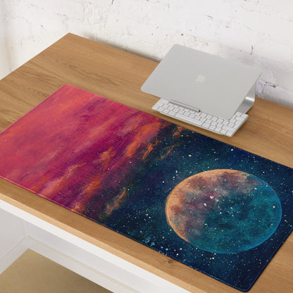 Cosmic Colorway Gaming Mouse Pad - Gaming Mouse Pad Red Blue Desk Cosmos Vibrant Space Themed Desk Mat Digital