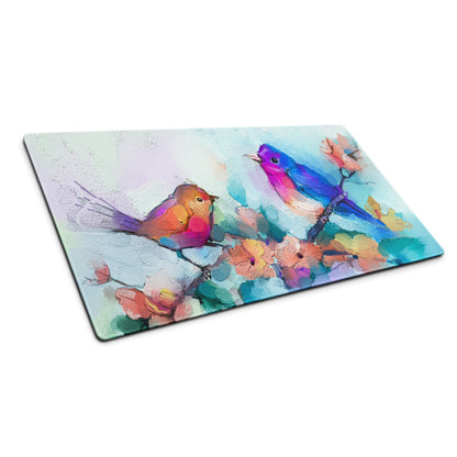 Vibrant Watercolor Birds Pad - Birds Multicolor Desk Watercolor Vibrant Mood Modern Decor Gaming Mouse Pad Watercolor