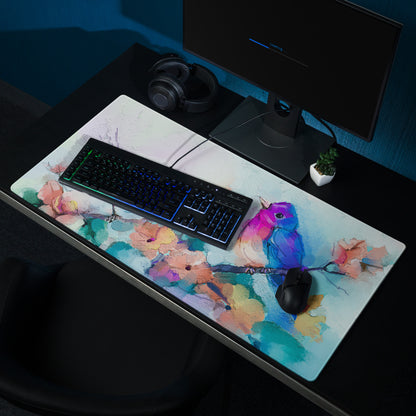Vibrant Watercolor Birds Pad - Birds Multicolor Desk Watercolor Vibrant Mood Modern Decor Gaming Mouse Pad Watercolor