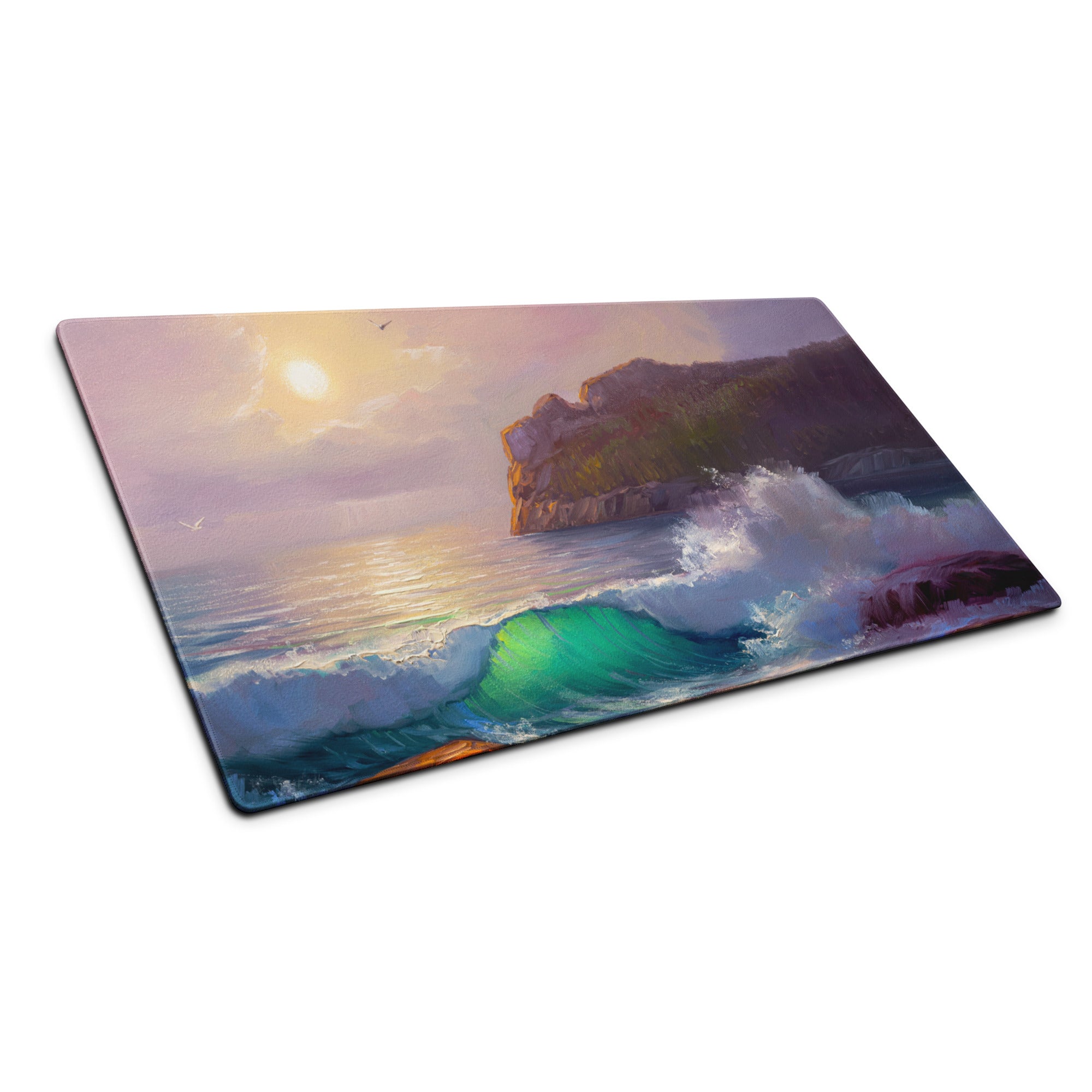 Sunset Cliff Ocean Mouse Pad - Mouse Pad Sunset Pink Purple For Desk Setup Impressionist Coastal Decor Serene Mood Large