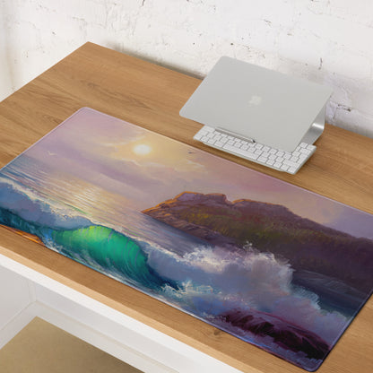Sunset Cliff Ocean Mouse Pad - Mouse Pad Sunset Pink Purple For Desk Setup Impressionist Coastal Decor Serene Mood Large