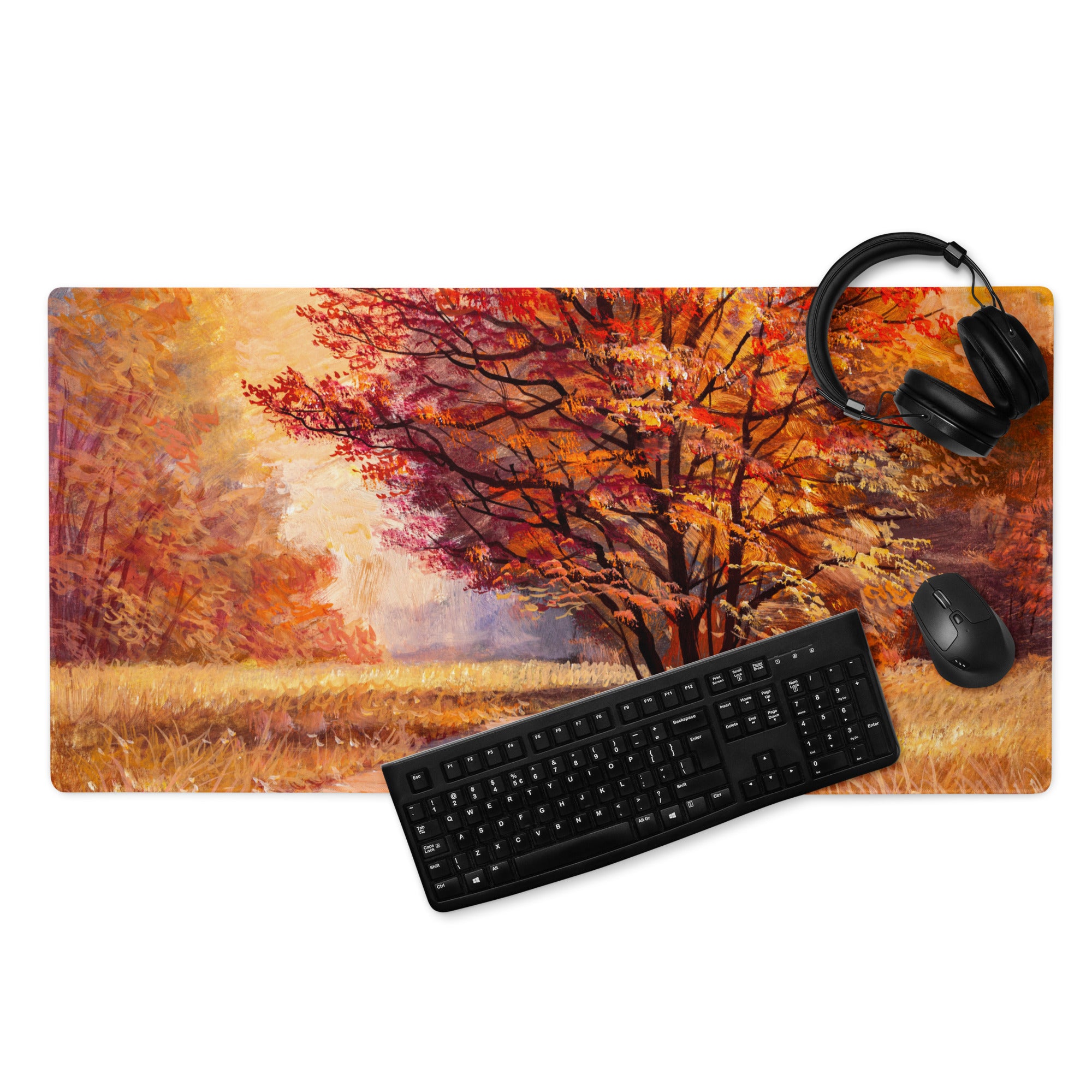 Autumn Forest Impressions Pad - Autumn Trees Orange Copper Desk Impressionist Warm Mood Rustic Modern Desk Accessory Oil