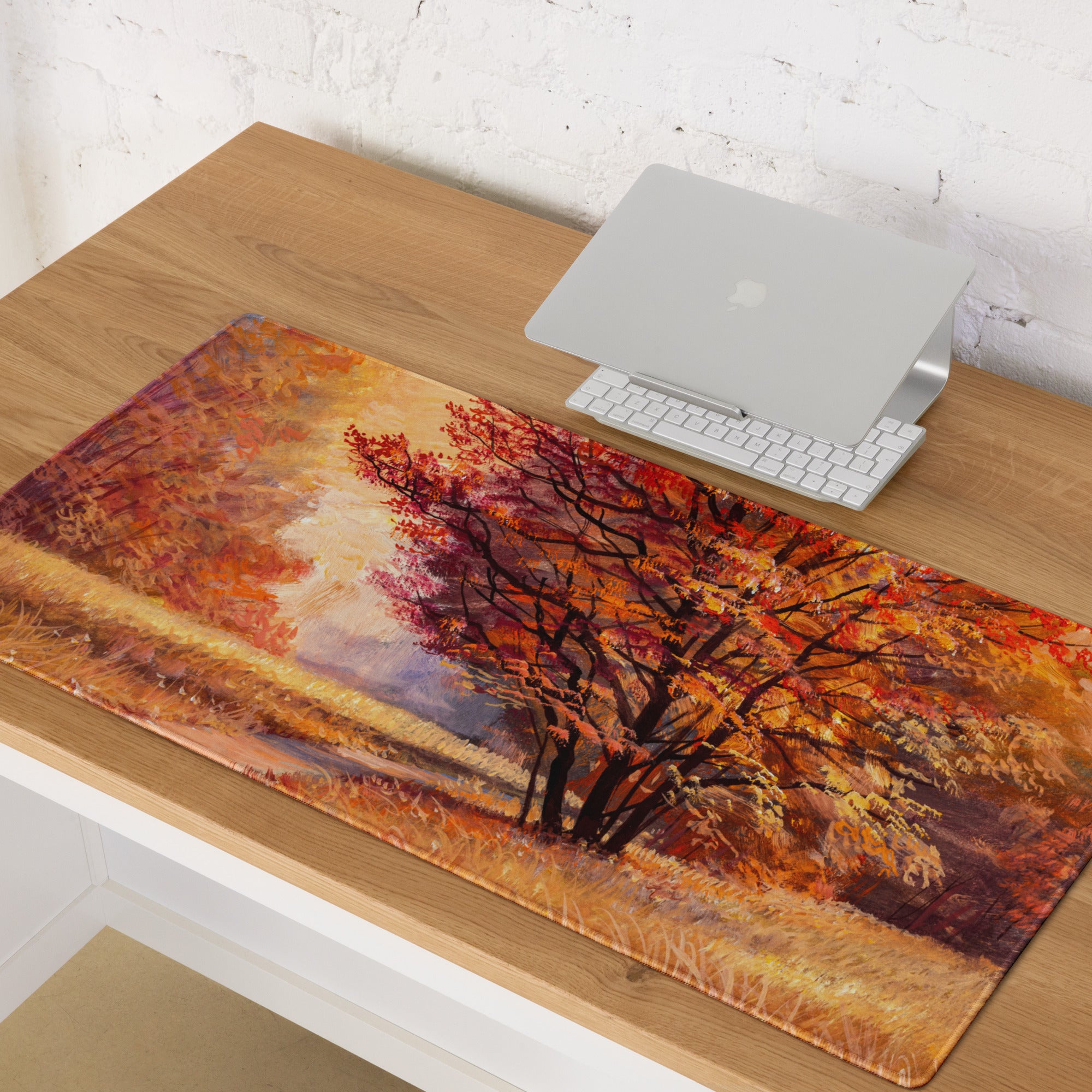 Autumn Forest Impressions Pad - Autumn Trees Orange Copper Desk Impressionist Warm Mood Rustic Modern Desk Accessory Oil