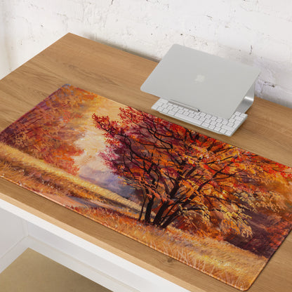 Autumn Forest Impressions Pad - Autumn Trees Orange Copper Desk Impressionist Warm Mood Rustic Modern Desk Accessory Oil
