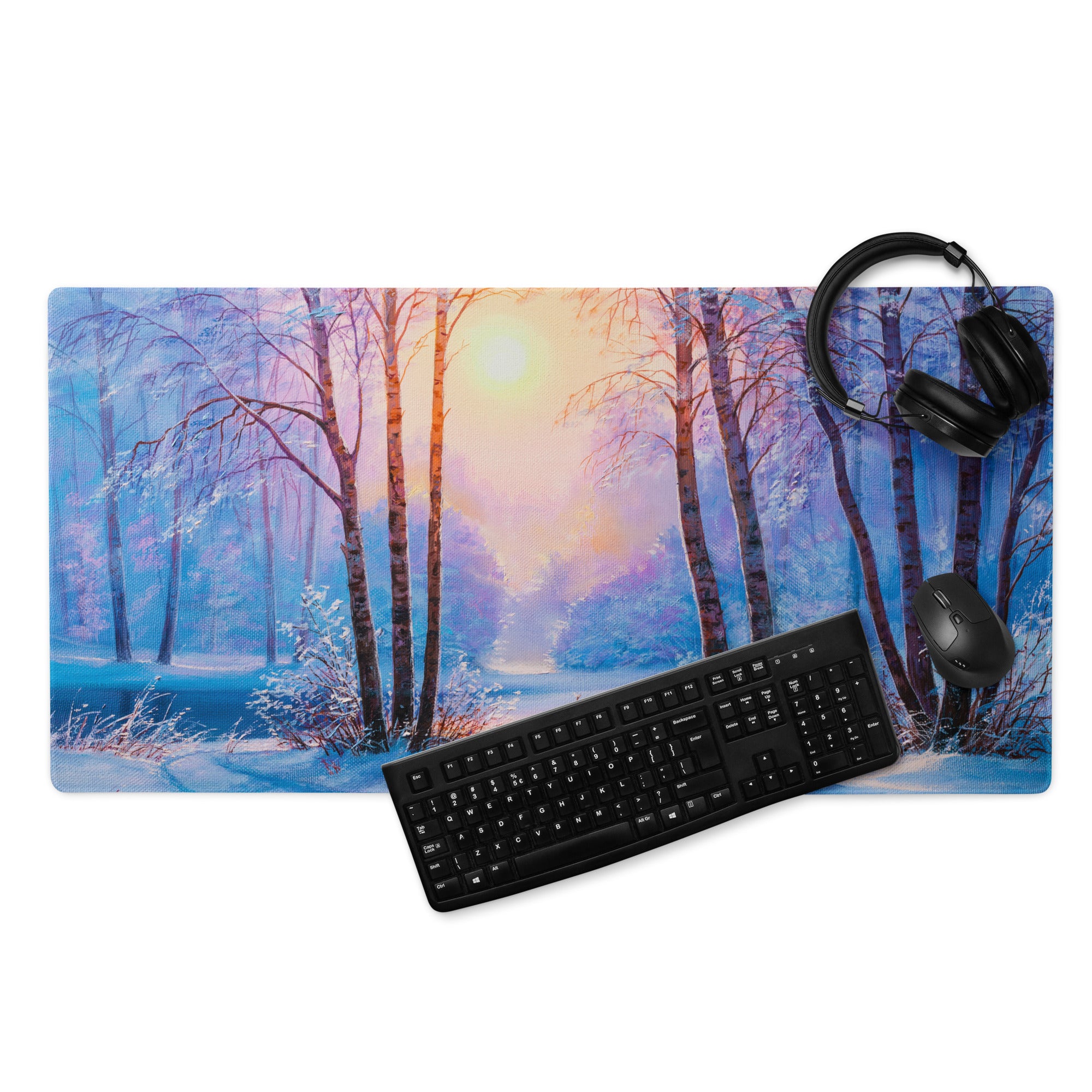 Aurora Forest Gaming Mouse Pad - Gaming Mouse Pad Blue Sunset Home Office Contemporary Art Calm Mood Minimalist Decor