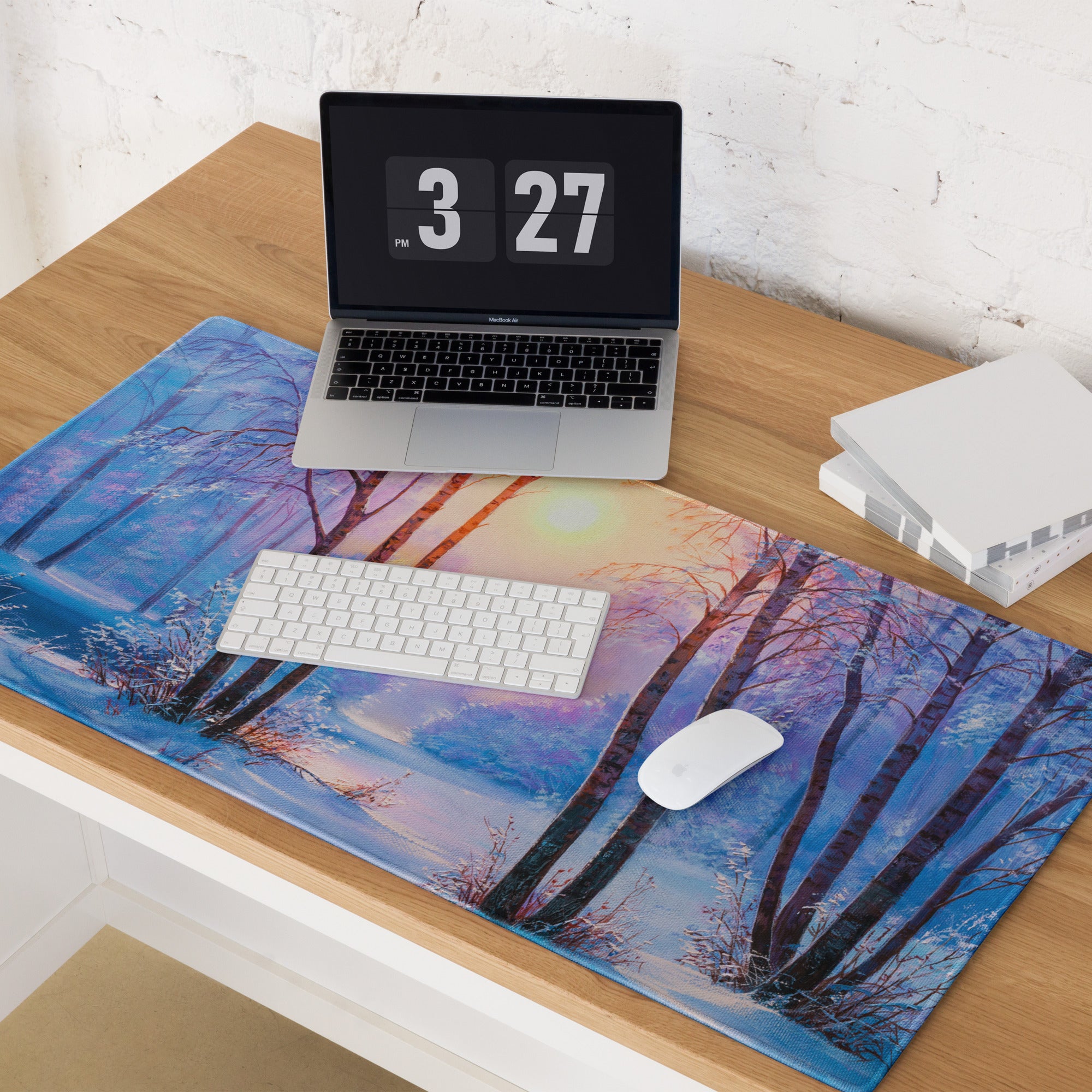 Aurora Forest Gaming Mouse Pad - Gaming Mouse Pad Blue Sunset Home Office Contemporary Art Calm Mood Minimalist Decor