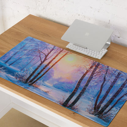 Aurora Forest Gaming Mouse Pad - Gaming Mouse Pad Blue Sunset Home Office Contemporary Art Calm Mood Minimalist Decor