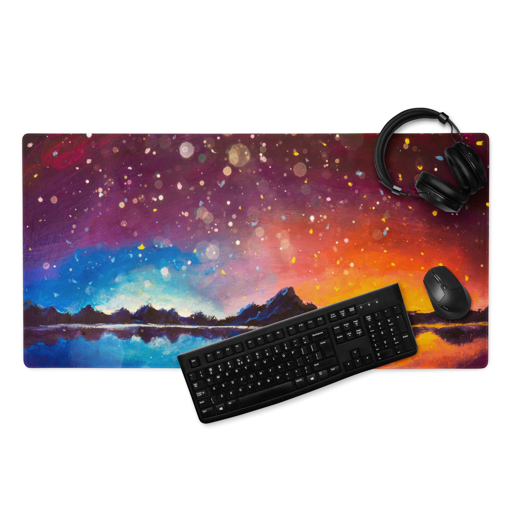 Cosmic Sunset Gaming Mouse Pad - Mouse Pad Purple Blue Gradient For Gaming Desk Cosmic Abstract Vibrant Modern Non Slip