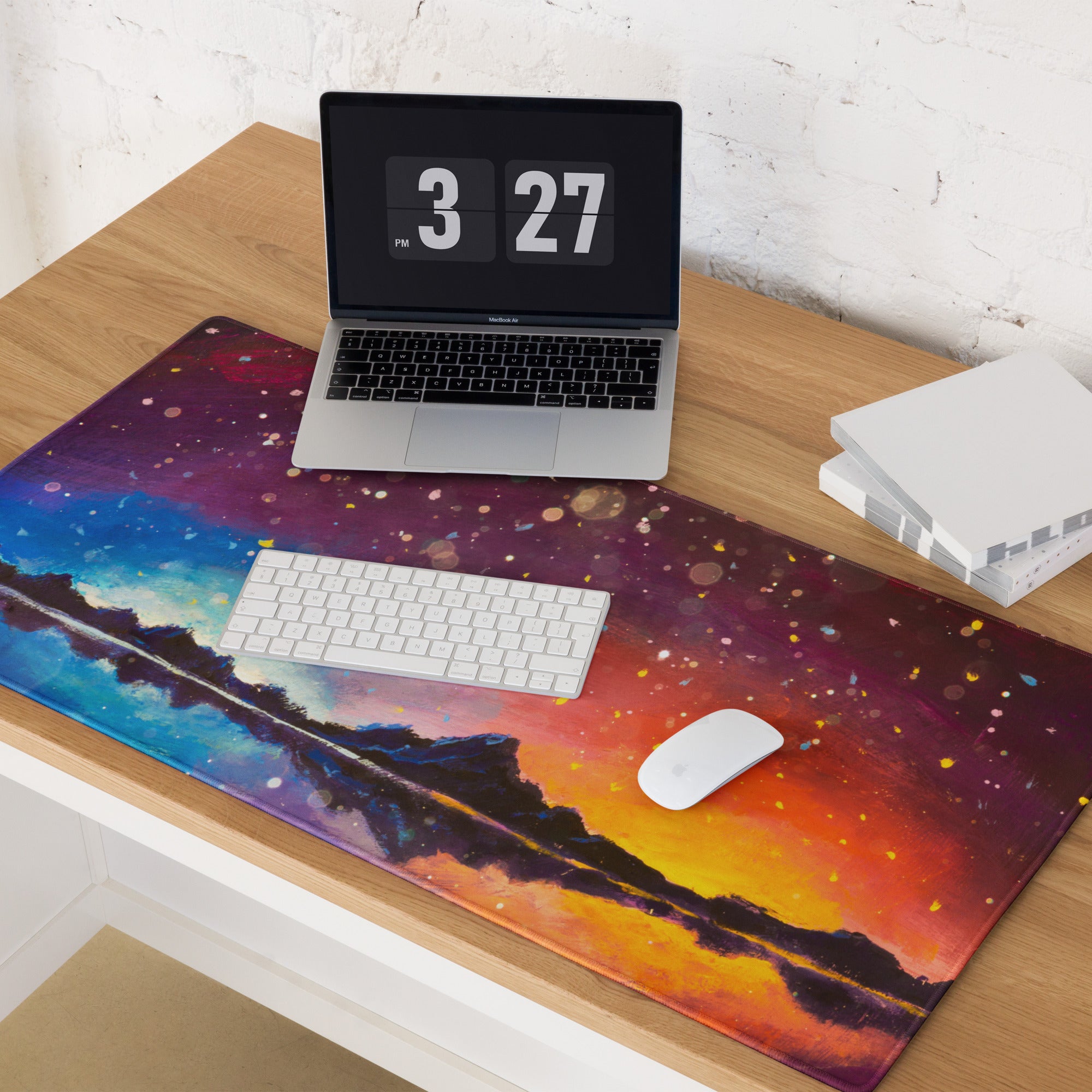 Cosmic Sunset Gaming Mouse Pad - Mouse Pad Purple Blue Gradient For Gaming Desk Cosmic Abstract Vibrant Modern Non Slip