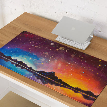 Cosmic Sunset Gaming Mouse Pad - Mouse Pad Purple Blue Gradient For Gaming Desk Cosmic Abstract Vibrant Modern Non Slip