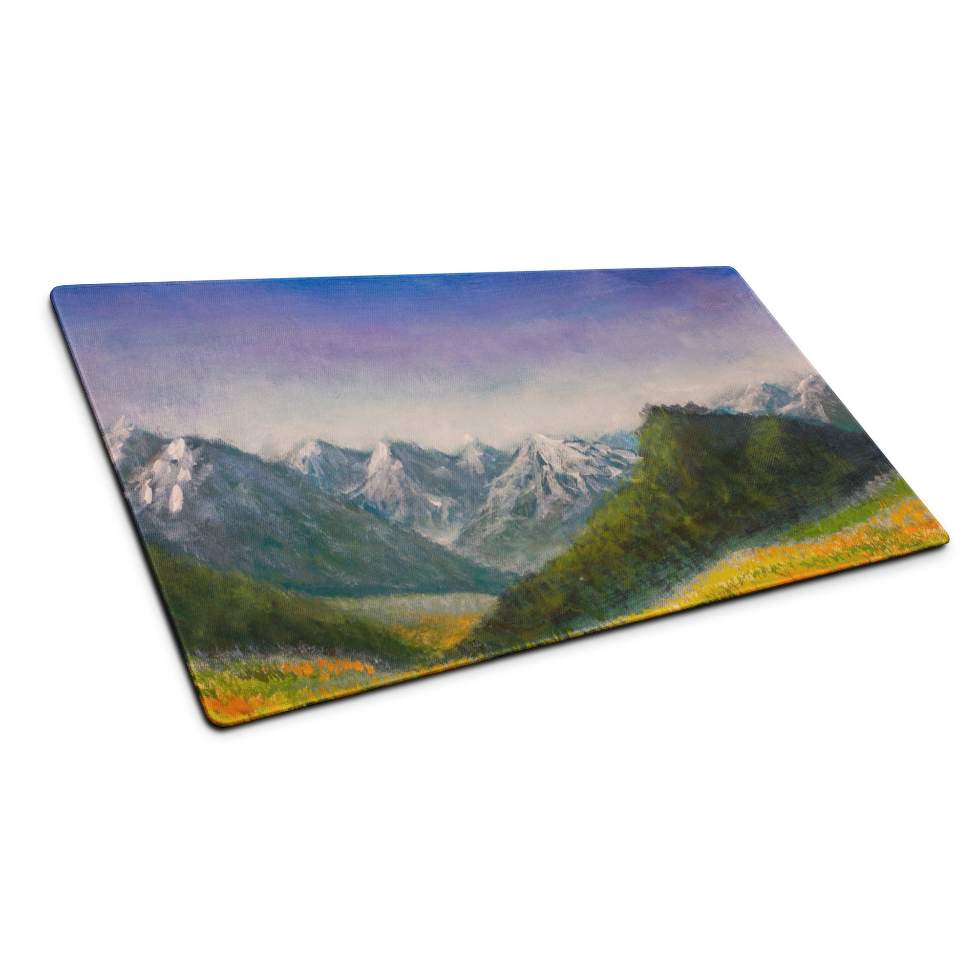 Mountain Dawn Landscape Mouse Pad - Landscape Blue Purple Gradient Mouse Pad Oil Painting Mood Serene Modern Gaming
