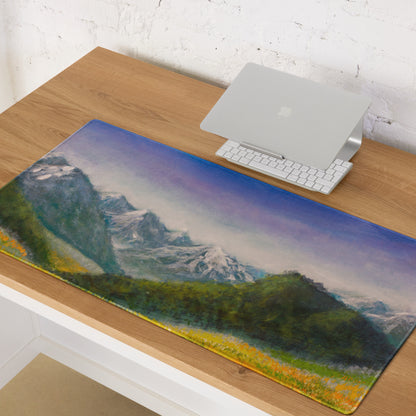 Mountain Dawn Landscape Mouse Pad - Landscape Blue Purple Gradient Mouse Pad Oil Painting Mood Serene Modern Gaming