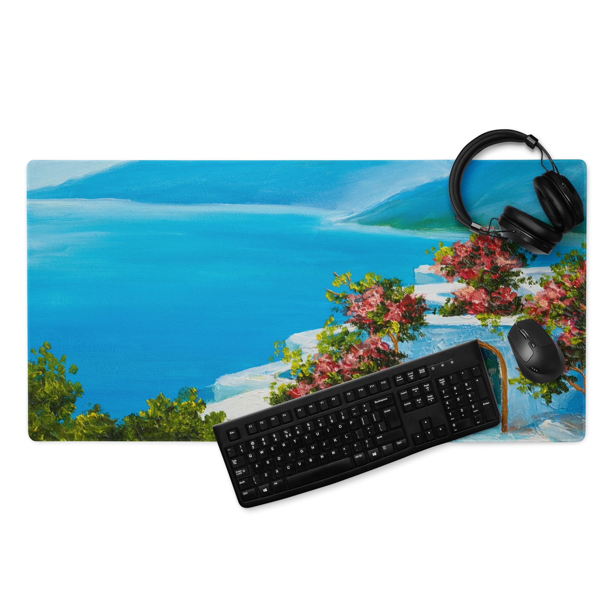 Azure Coastal Landscape Mouse Pad - Coastal Landscape Blue Ocean Office Decor Calm Mood Ocean Decor Gaming Desk Mat