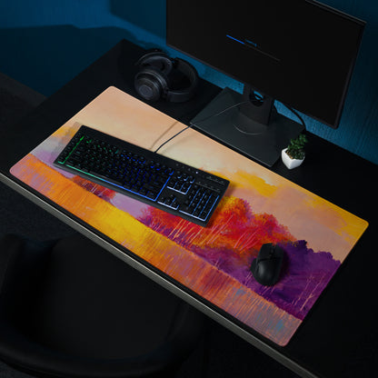 Autumn Sunset Landscape Mouse Pad - Landscape Orange Purple Yellow Desk Impressionist Warm Mood Gaming Mouse Pad