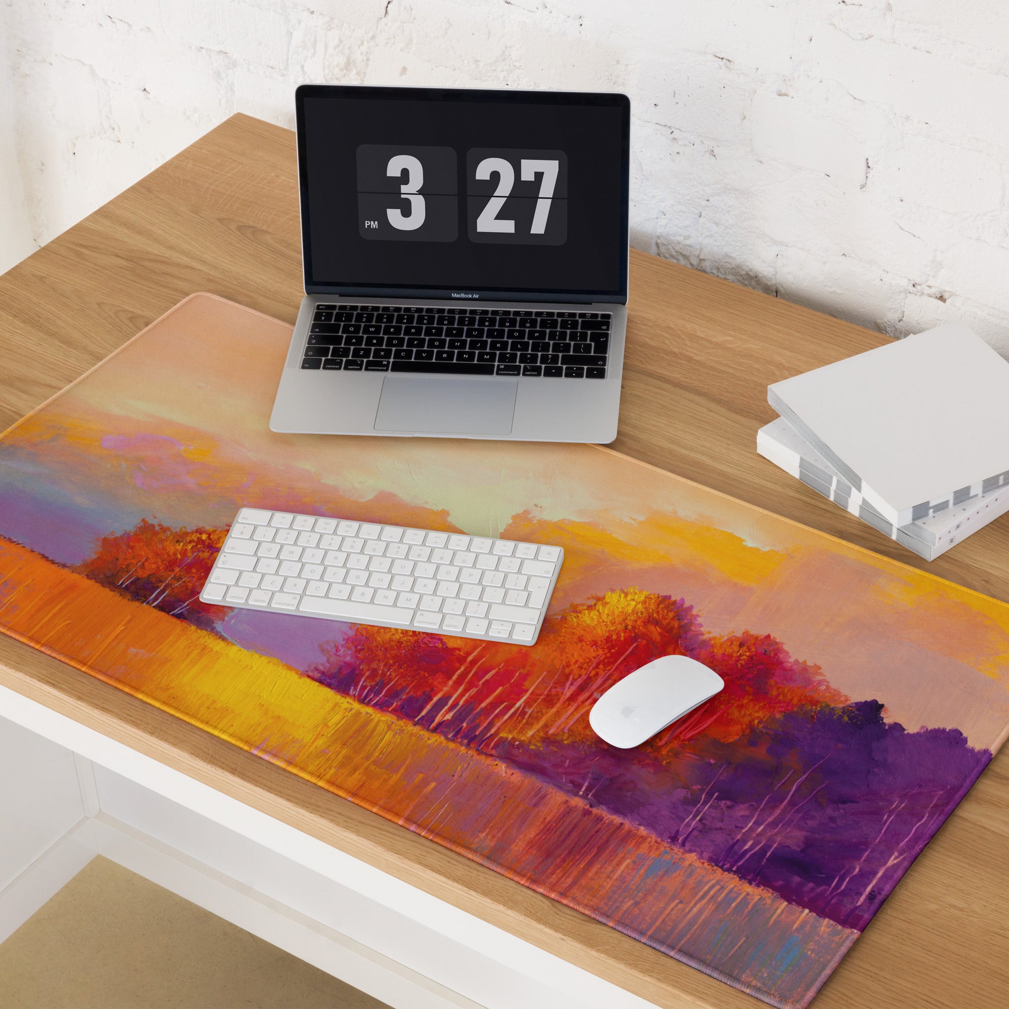 Autumn Sunset Landscape Mouse Pad - Landscape Orange Purple Yellow Desk Impressionist Warm Mood Gaming Mouse Pad