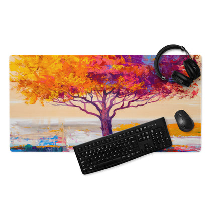 Vibrant Tree Desktop Pad - Tree Colorful Purple Desktop Impressionist Vibrant Mood Modern Decor Gaming Desk Print