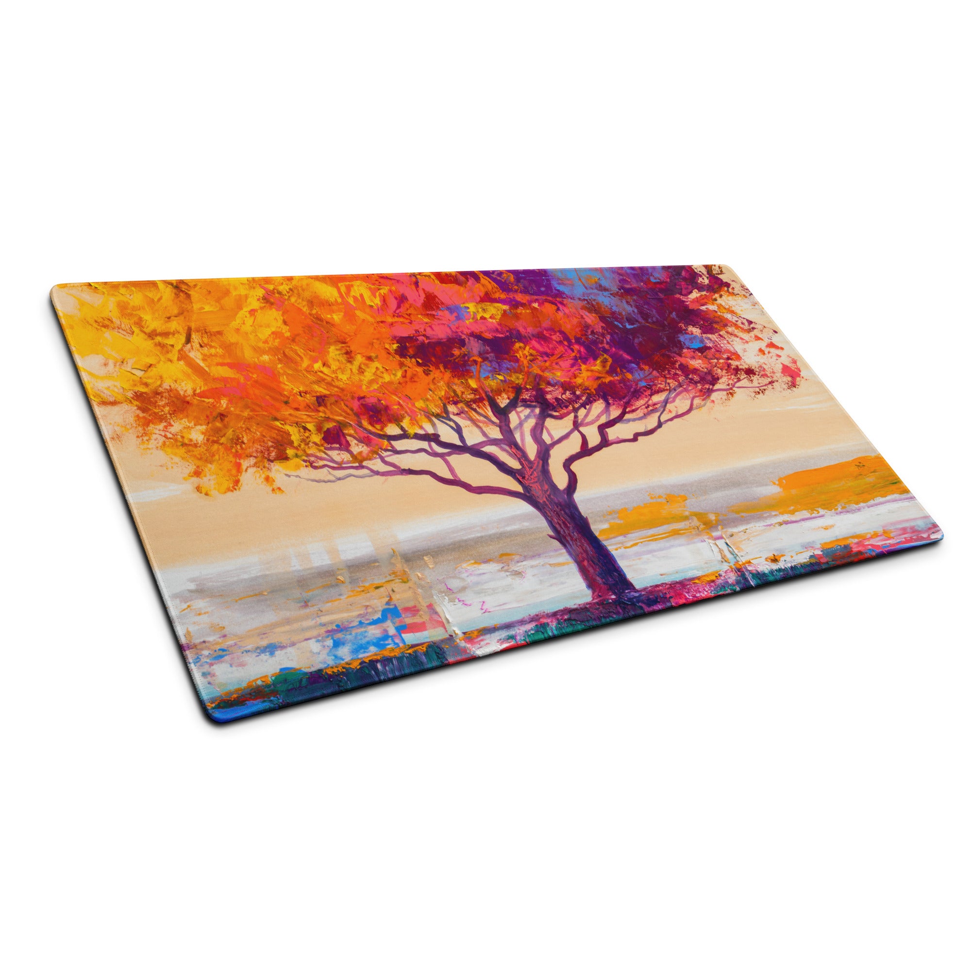 Vibrant Tree Desktop Pad - Tree Colorful Purple Desktop Impressionist Vibrant Mood Modern Decor Gaming Desk Print