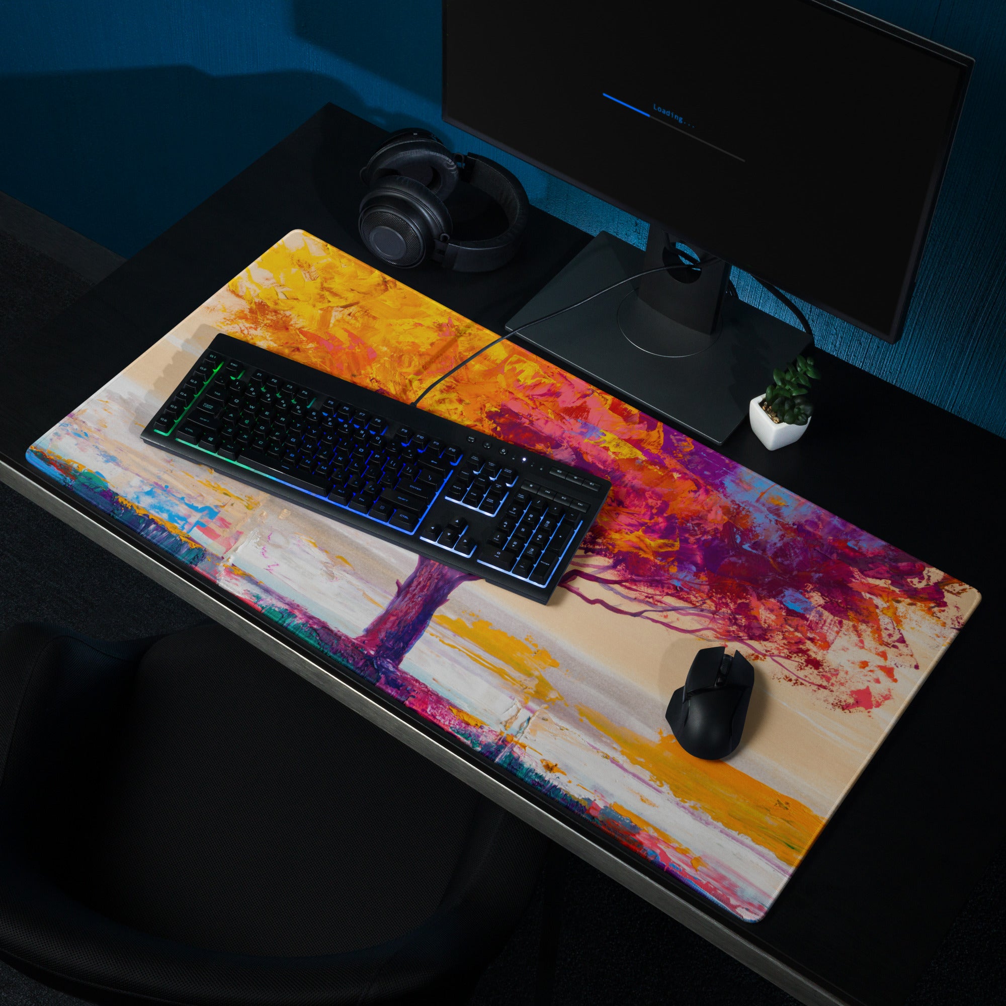 Vibrant Tree Desktop Pad - Tree Colorful Purple Desktop Impressionist Vibrant Mood Modern Decor Gaming Desk Print