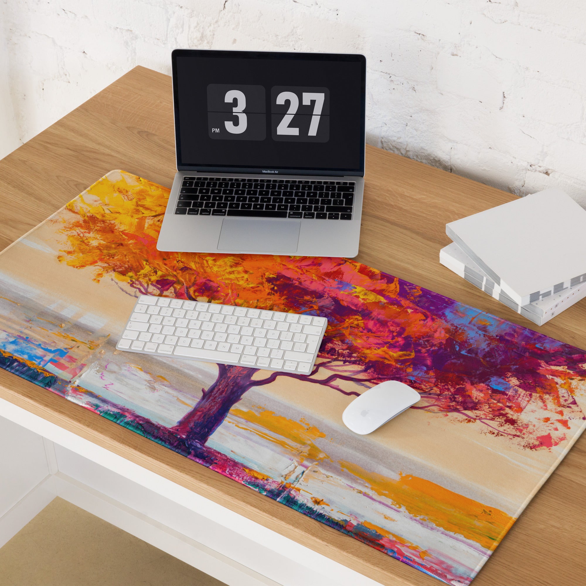 Vibrant Tree Desktop Pad - Tree Colorful Purple Desktop Impressionist Vibrant Mood Modern Decor Gaming Desk Print