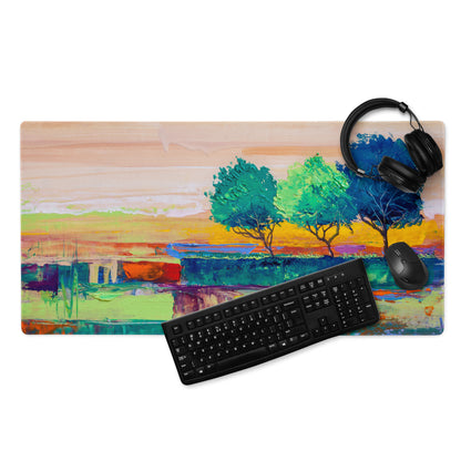Vivid Landscape Abstract Mouse Pad - Landscape Multicolor Mouse Pad Abstract Impressionist Bold Mood Modern Decor Acrylic