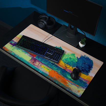 Vivid Landscape Abstract Mouse Pad - Landscape Multicolor Mouse Pad Abstract Impressionist Bold Mood Modern Decor Acrylic