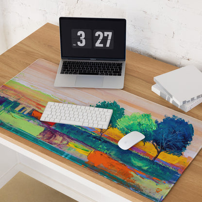 Vivid Landscape Abstract Mouse Pad - Landscape Multicolor Mouse Pad Abstract Impressionist Bold Mood Modern Decor Acrylic
