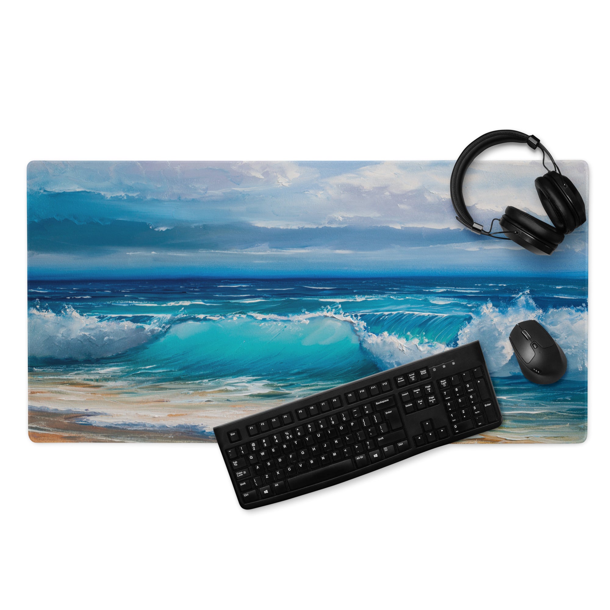 Oceanic Sky Seascape Mouse Pad - Seascape Ocean Blues Desk Pad Coastal Calm Mood Coastal Decor Gaming Pad Digital Print