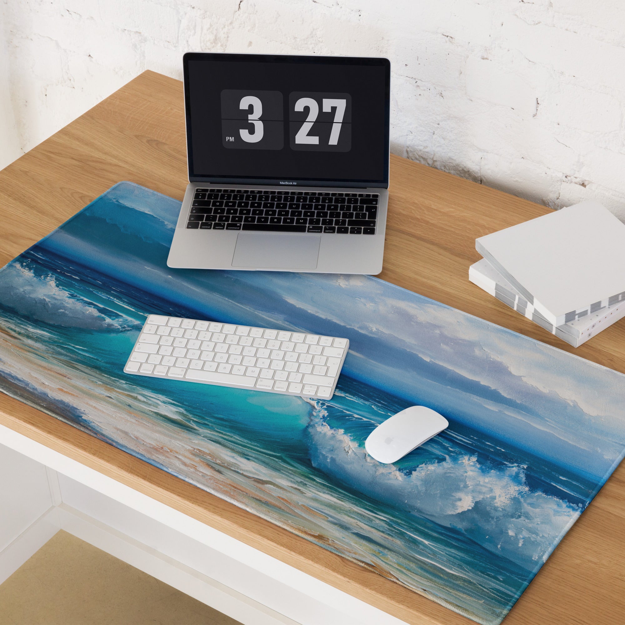 Oceanic Sky Seascape Mouse Pad - Seascape Ocean Blues Desk Pad Coastal Calm Mood Coastal Decor Gaming Pad Digital Print