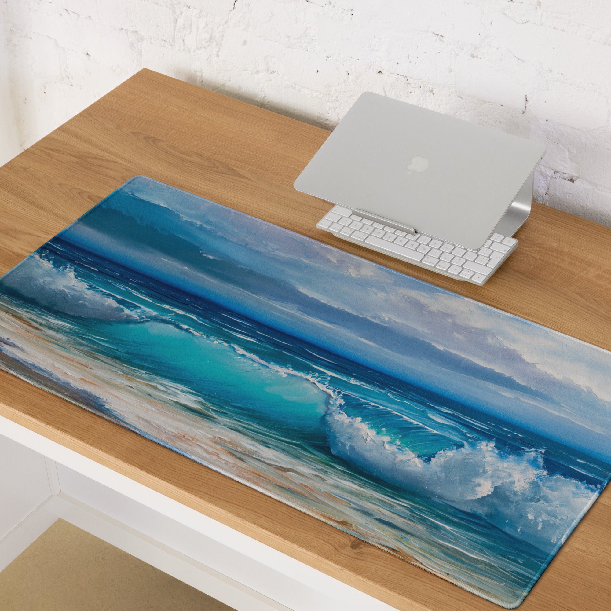 Oceanic Sky Seascape Mouse Pad - Seascape Ocean Blues Desk Pad Coastal Calm Mood Coastal Decor Gaming Pad Digital Print