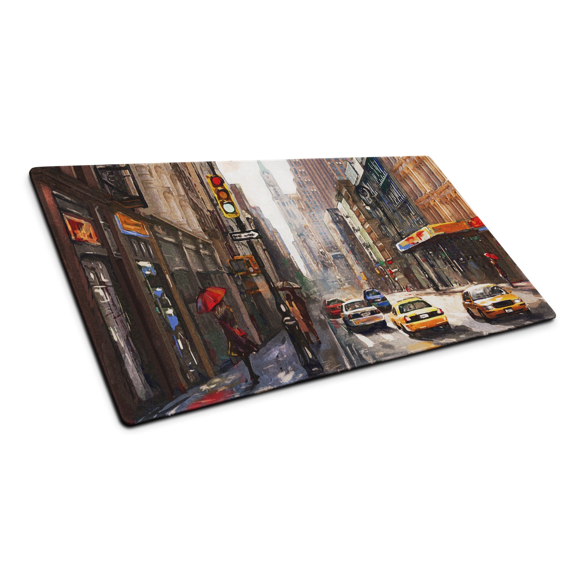 Urban Rain City Street Mouse Pad - City Street Scene Gray Yellow Red Setup Moody Urban Indust Mouse Pad Oil On Canvas