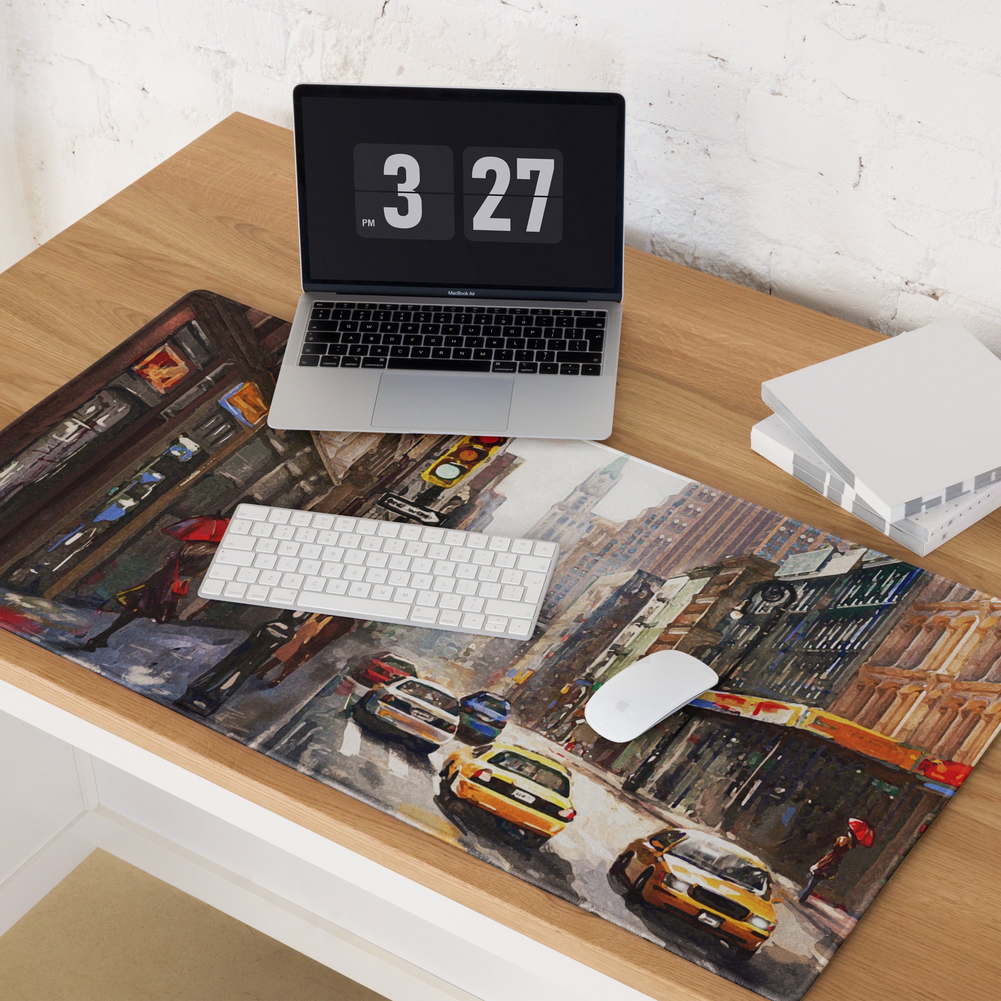 Urban Rain City Street Mouse Pad - City Street Scene Gray Yellow Red Setup Moody Urban Indust Mouse Pad Oil On Canvas