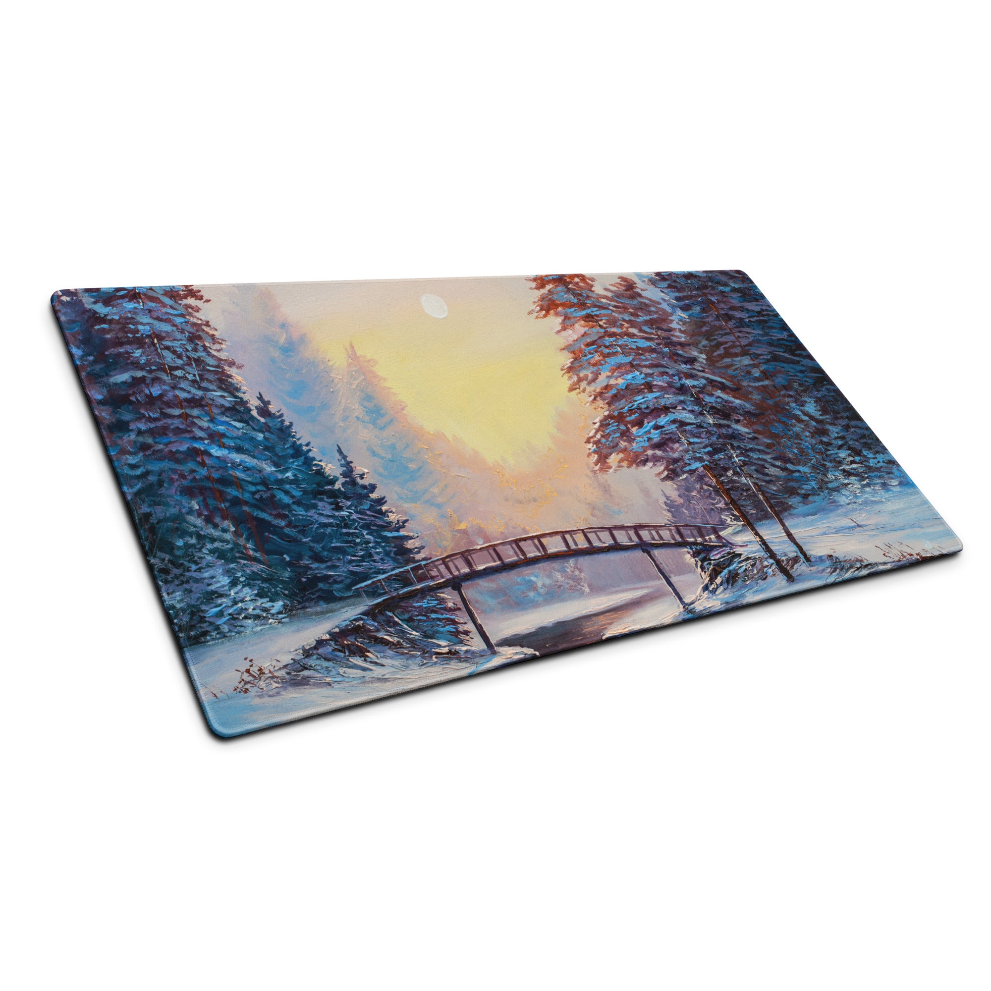 Impressionist Winter Forest Mouse Pad - Winter Forest Blue Desk Gaming Impressionist Mood Serene Contemporary Desk Print