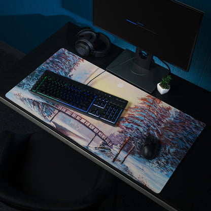 Impressionist Winter Forest Mouse Pad - Winter Forest Blue Desk Gaming Impressionist Mood Serene Contemporary Desk Print