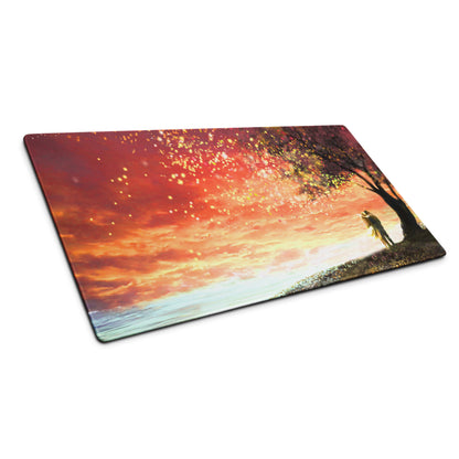 Dreamy Sunset Lantern Beach Pad - Sunset Lantern Beach Scene Orange Pink Blue Desk Gaming Romantic Coastal Beach Photo