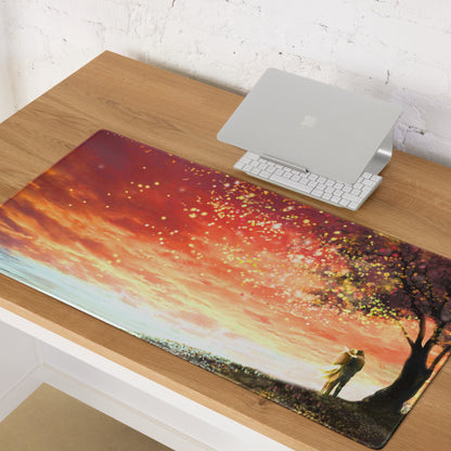Dreamy Sunset Lantern Beach Pad - Sunset Lantern Beach Scene Orange Pink Blue Desk Gaming Romantic Coastal Beach Photo