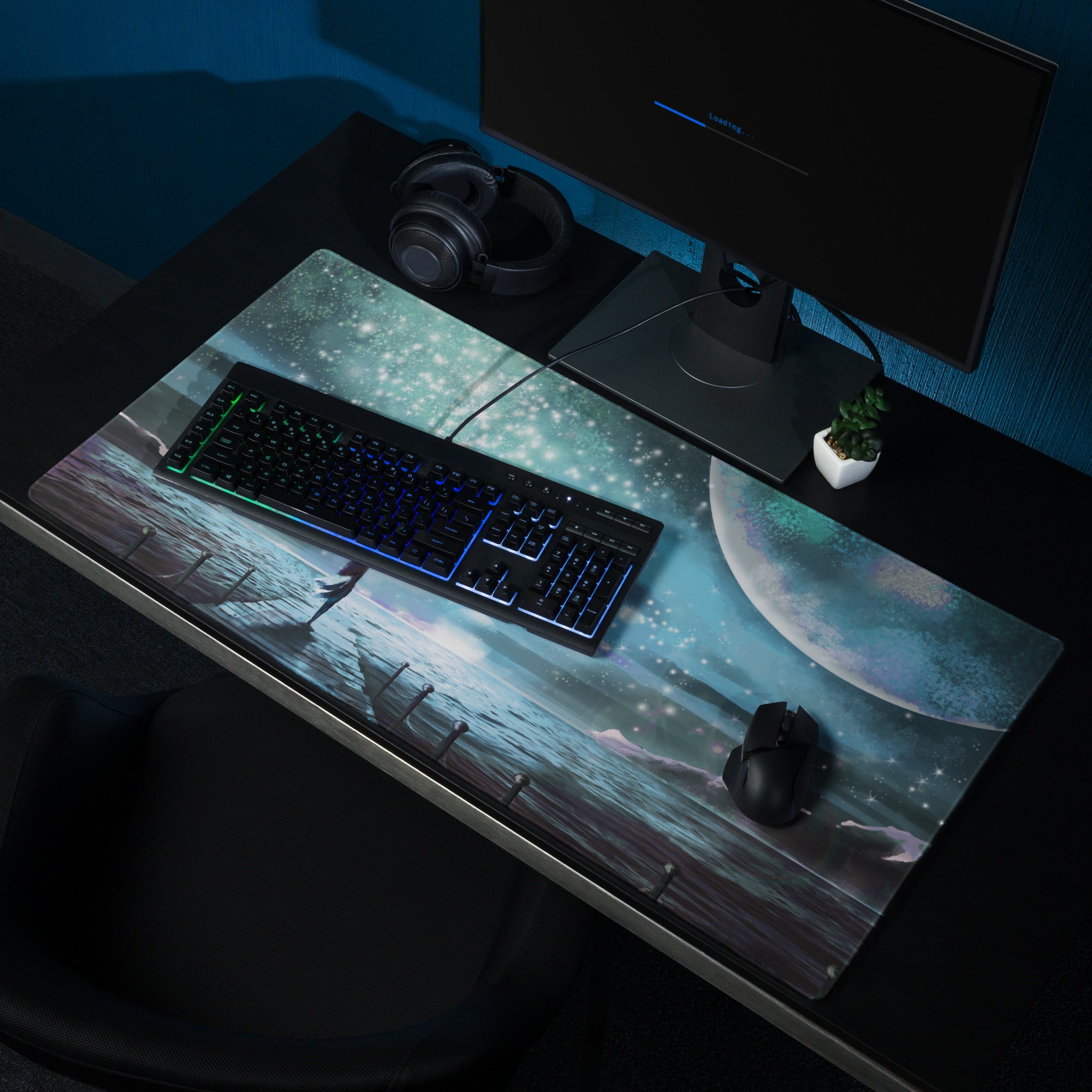 Nebula Night Gaming Mouse Pad - Gaming Mouse Pad Blue Teal Desk Dreamy Mood Modern Decor Non Slip Digital
