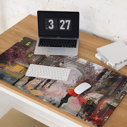 Urban Rain Cityscape Mouse Pad - City Street Night Blues And Pinks For Desk Impressionist Mood Cozy Cinematic; Decor Modern Urban; Niche Gaming Desk Pad; Medium Digital Painting